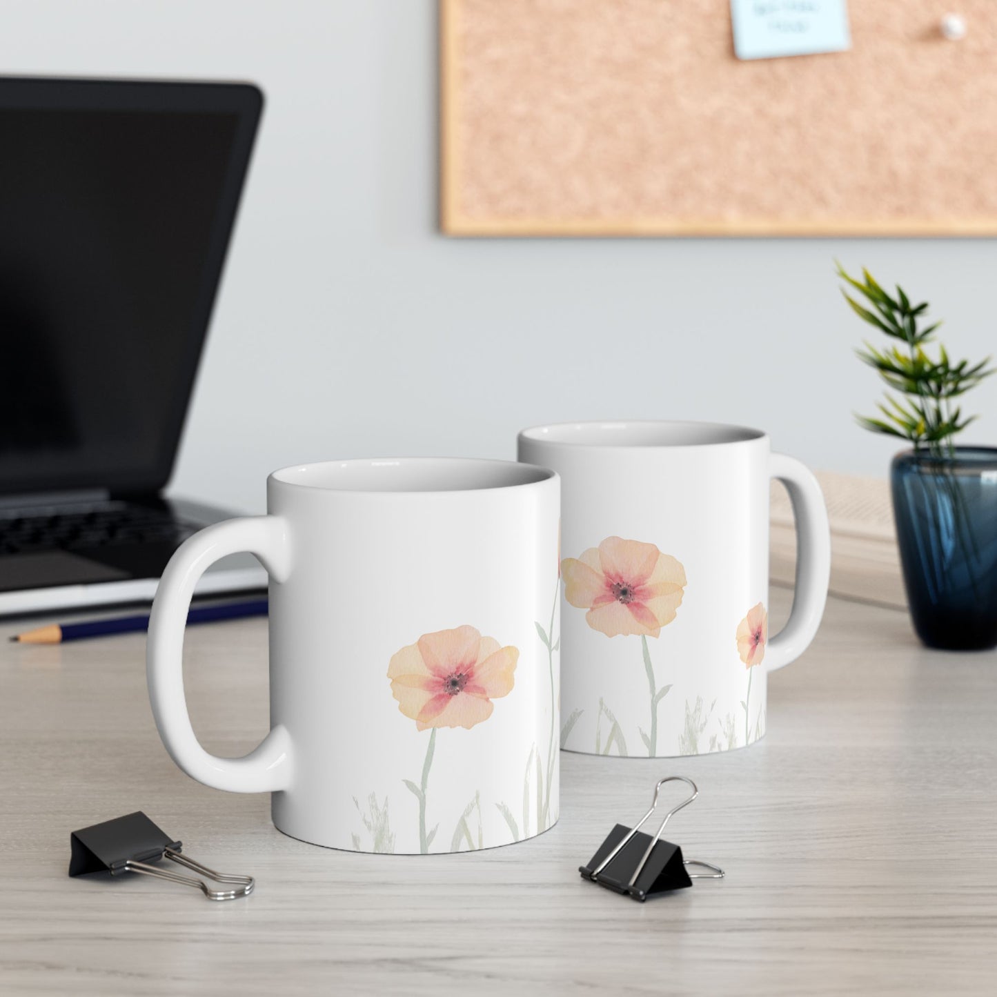 Watercolor Golden Poppy Ceramic Mug - 11oz