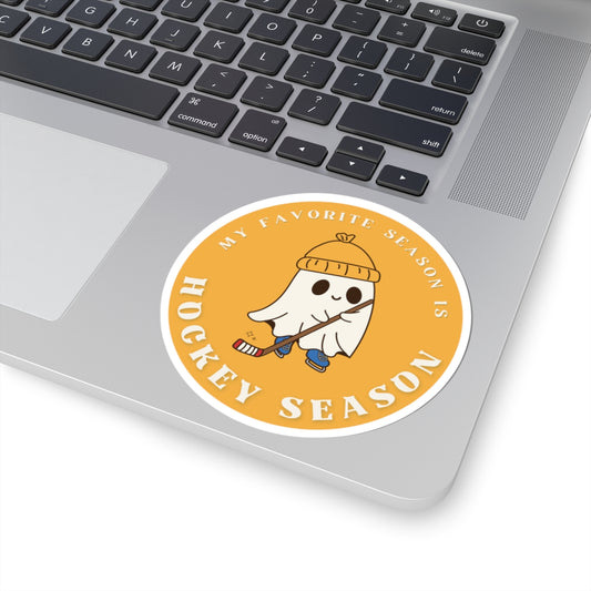 Hockey Season Ghost Stickers, Cute Halloween Decor, Laptop Stickers, Gift for Hockey Fans, Fun Winter Vibes