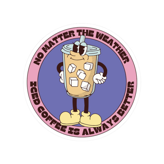 Iced Coffee Lover Stickers, Round Stickers for Coffee Lovers, Coffee Sticker Decor, Coffee Journal Stickers, Coffee Gifts, Coffee