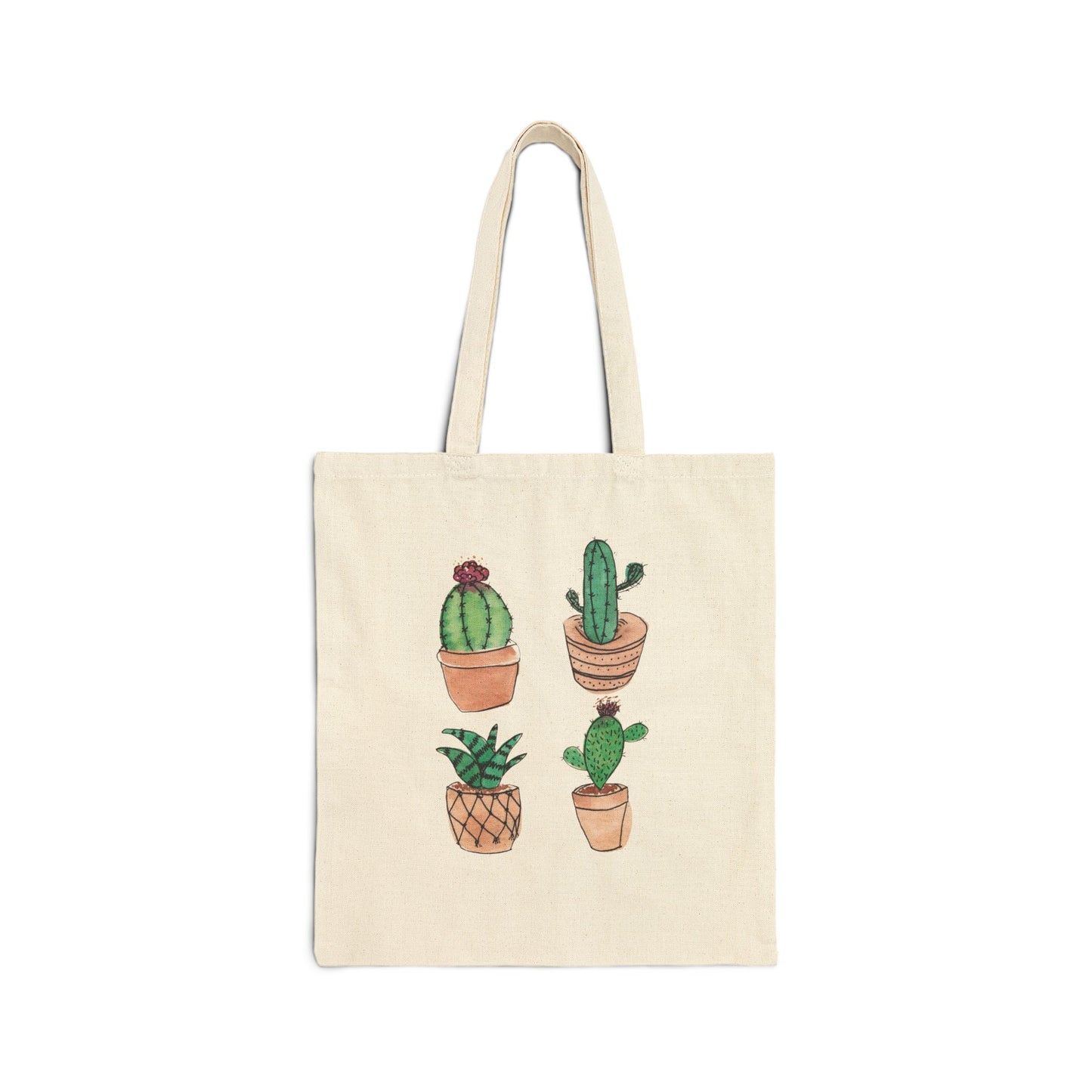 Watercolor Cactus Canvas Tote Bag
