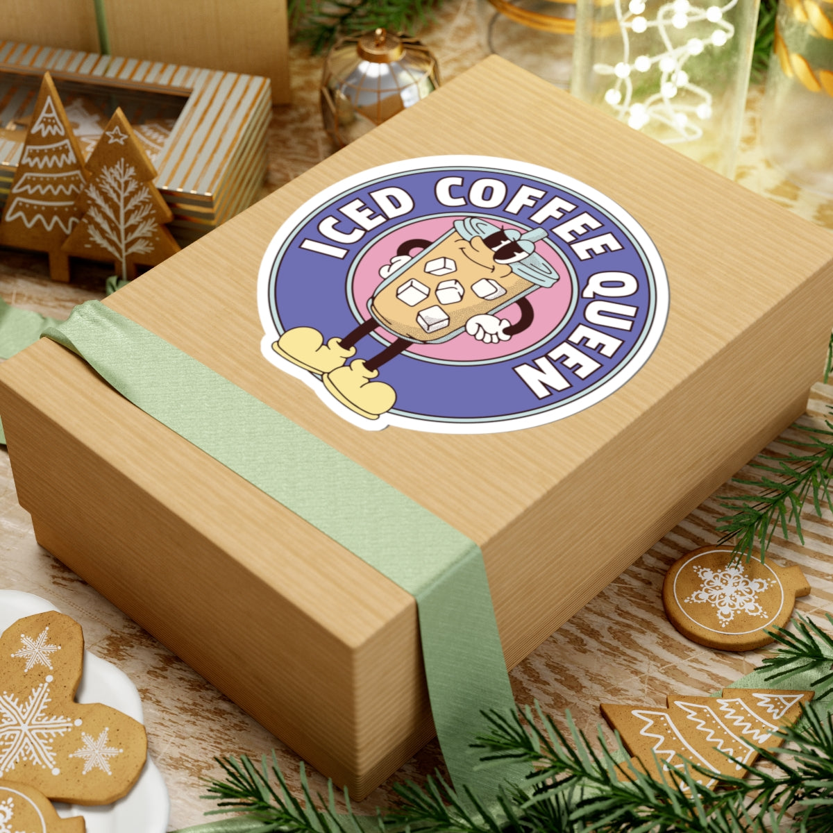 Iced Coffee Queen Kiss-Cut Sticker