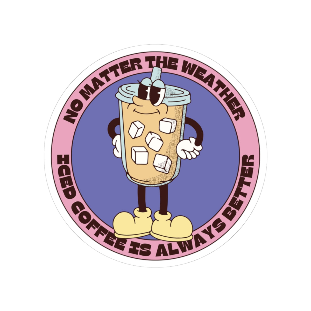 Iced Coffee Lover Stickers, Round Stickers for Coffee Lovers, Coffee Sticker Decor, Coffee Journal Stickers, Coffee Gifts, Coffee