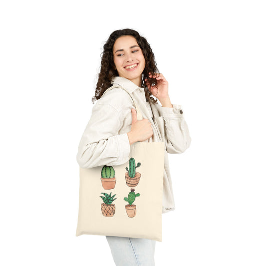 Watercolor Cactus Canvas Tote Bag