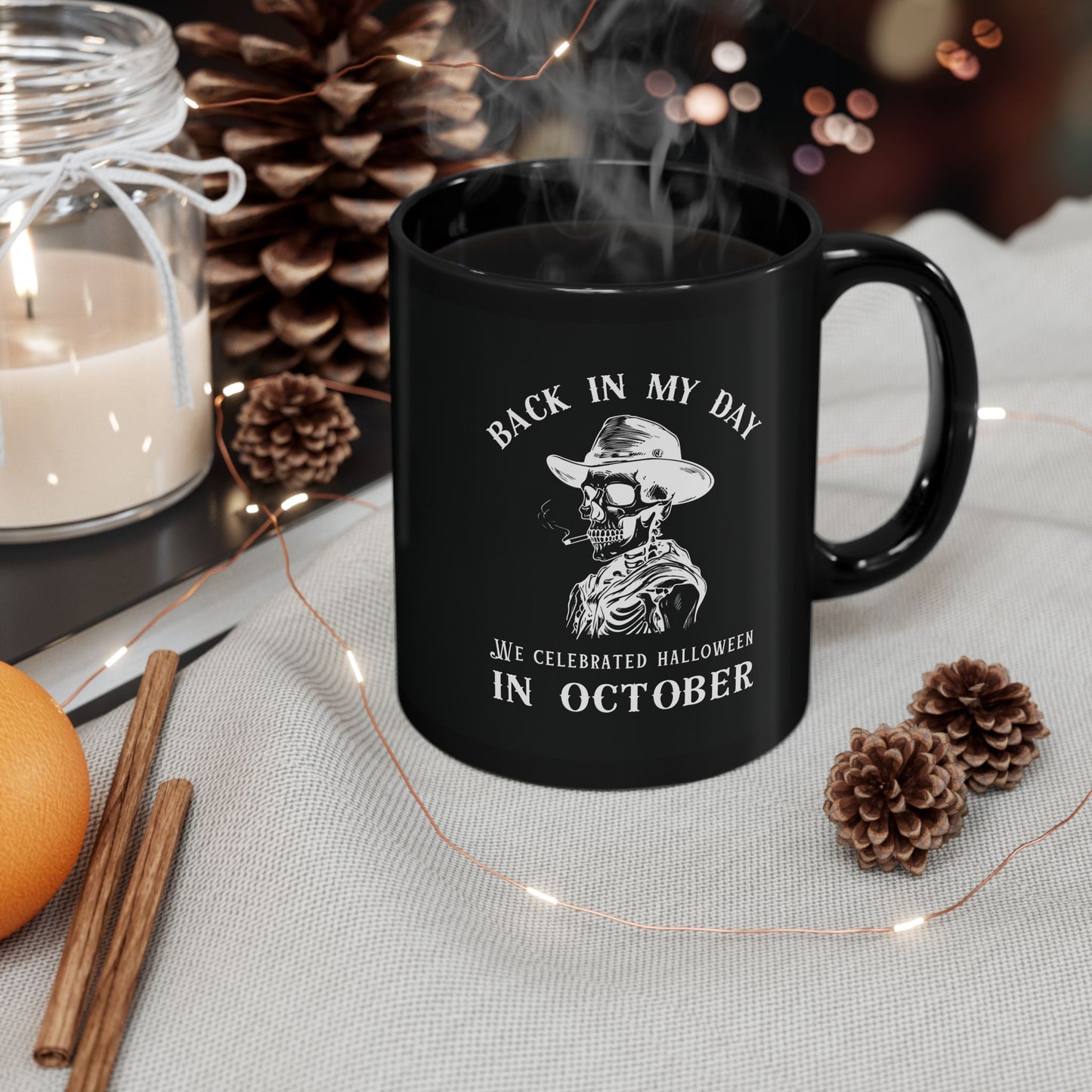 Vintage Halloween Mug - Back in My Day, Retro Coffee Cup, Spooky Gift for Halloween Lovers, Skull Design, Perfect for October Celebrations