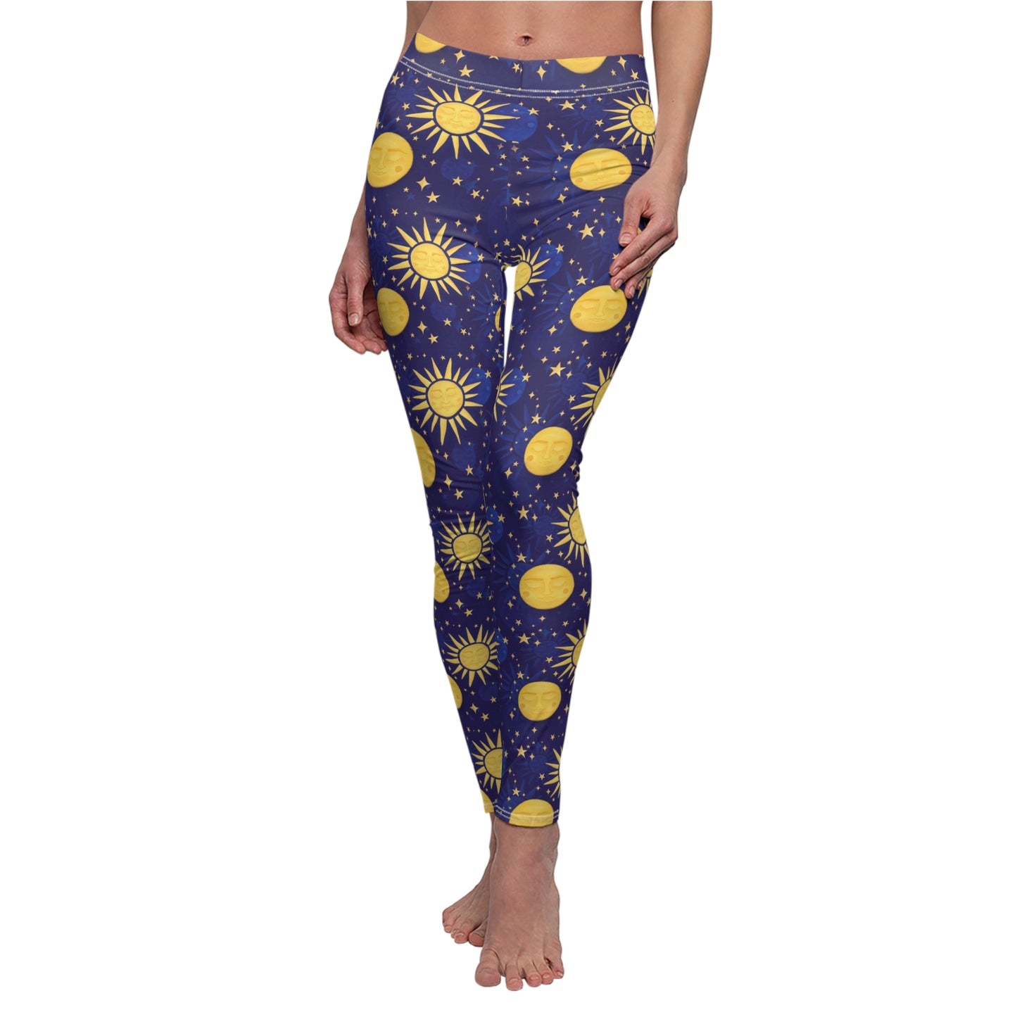 Sun & Moon Pattern Leggings — Cosmic Night Sky Yoga Pants