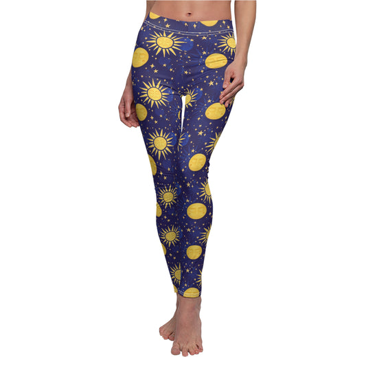Sun & Moon Pattern Leggings — Cosmic Night Sky Yoga Pants