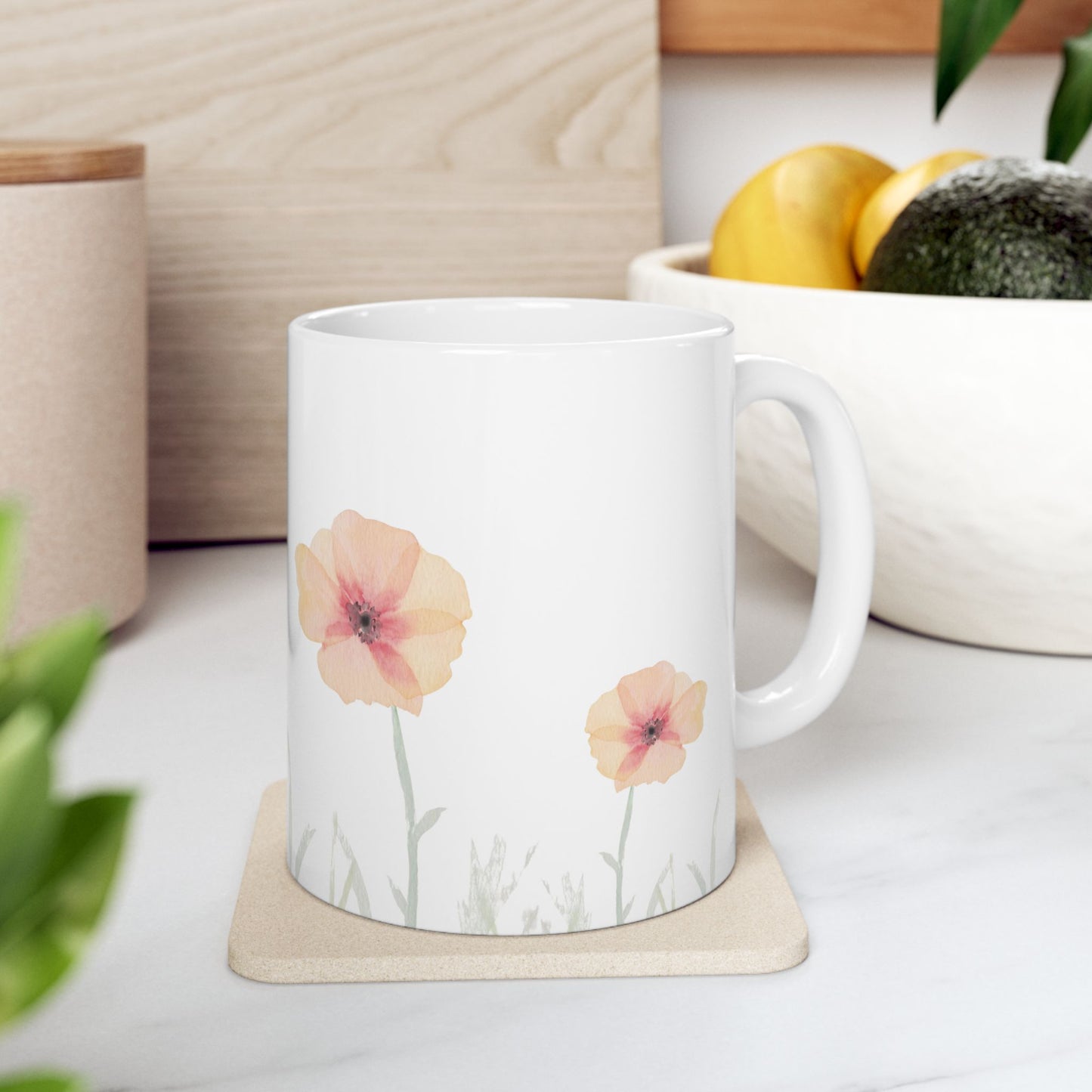 Watercolor Golden Poppy Ceramic Mug - 11oz
